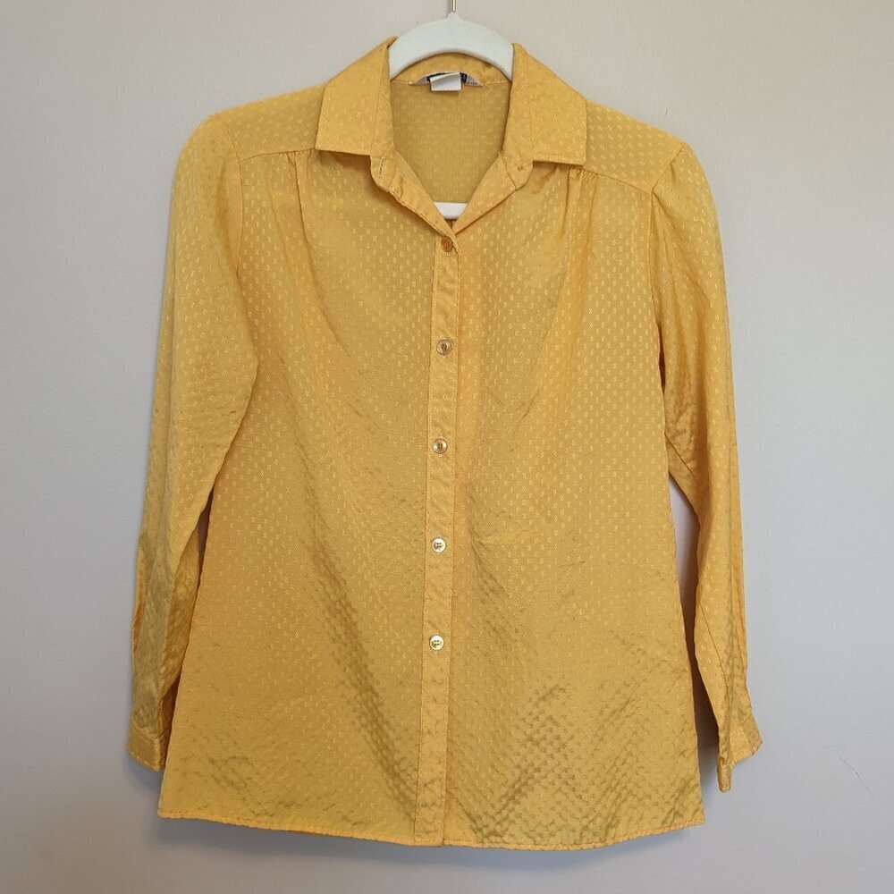 VINTAGE Miss Fashionality yellow long sleeve blouse 70s 80s